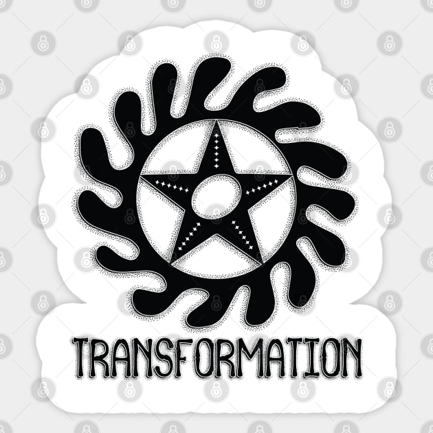 Africa Sankofa Symbols "Transformation" Black. Sticker by Vanglorious Joy